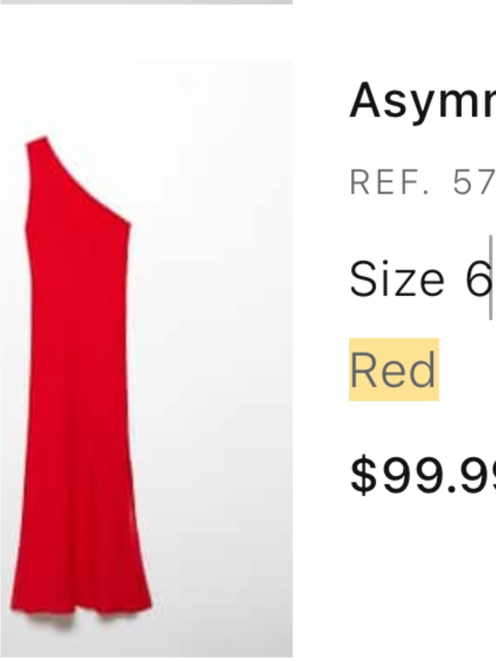 Mango One-Shoulder Red Asymmetrical Dress